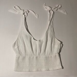 hollister small white tie shoulder crop tank top